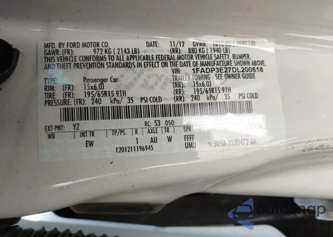 2013 Ford Focus S from USA, damaged, VIN 1FADP3E27DL200618